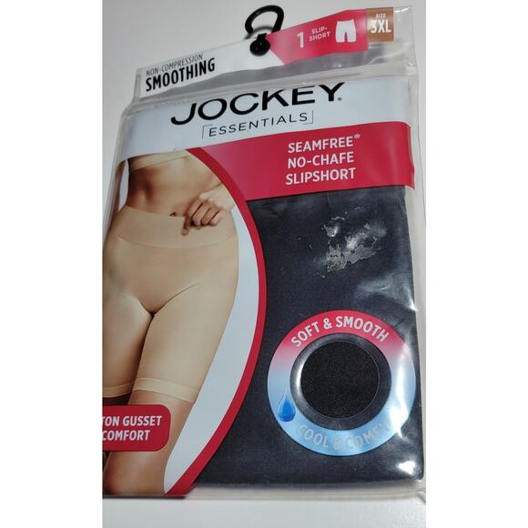 Jockey Essentials Women's 3XL Seamfree No-Chafe Slipshort Black Boyshort Cotton - Picture 3 of 4